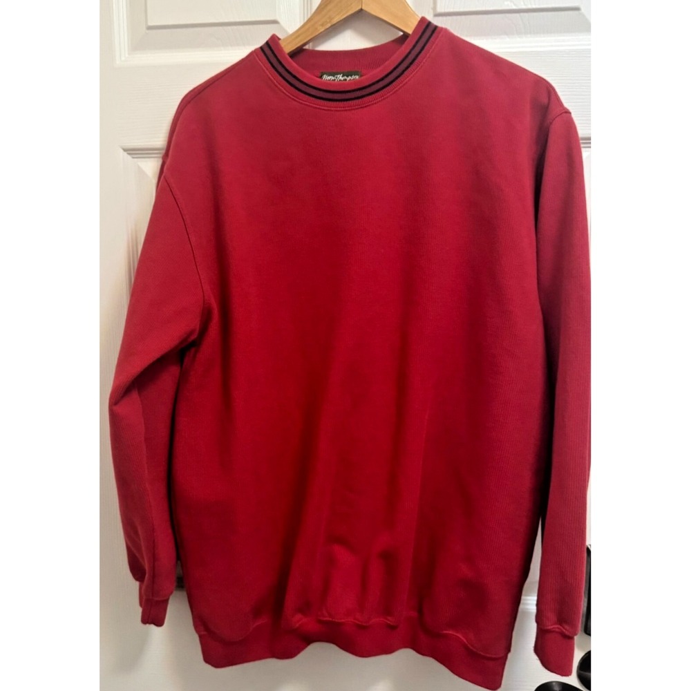Norm Thompson Men's Red Pullover Crew Neck Sweatshirt Size XL Poly Cotton